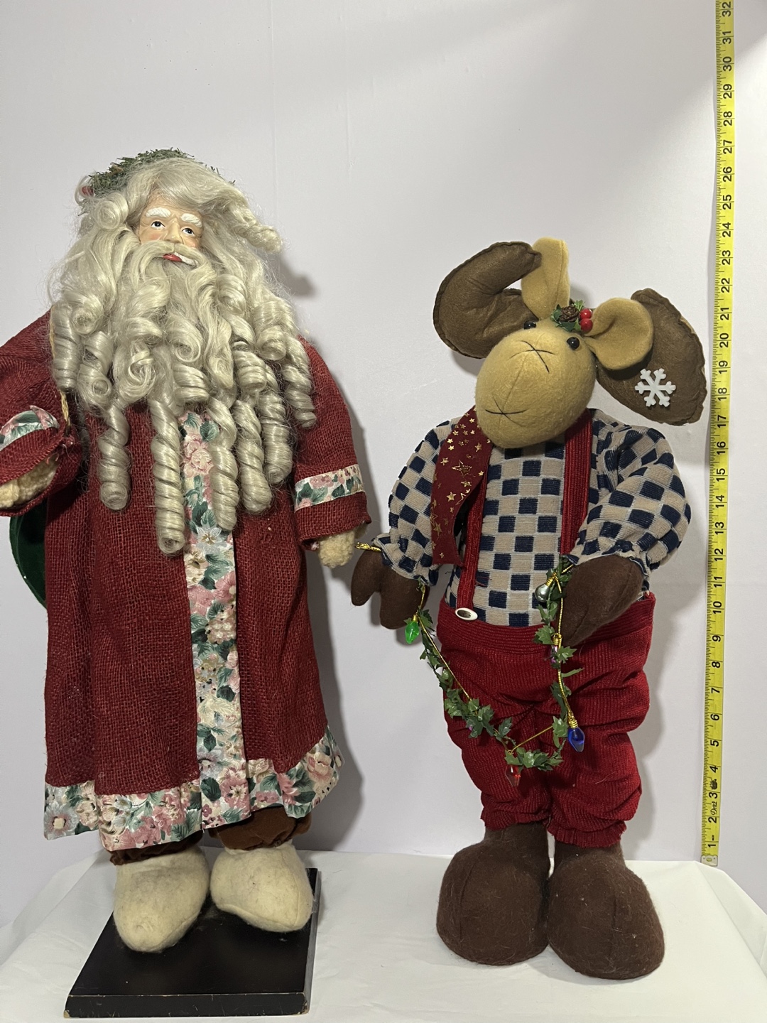 Christmas Santa and Moose Figurines