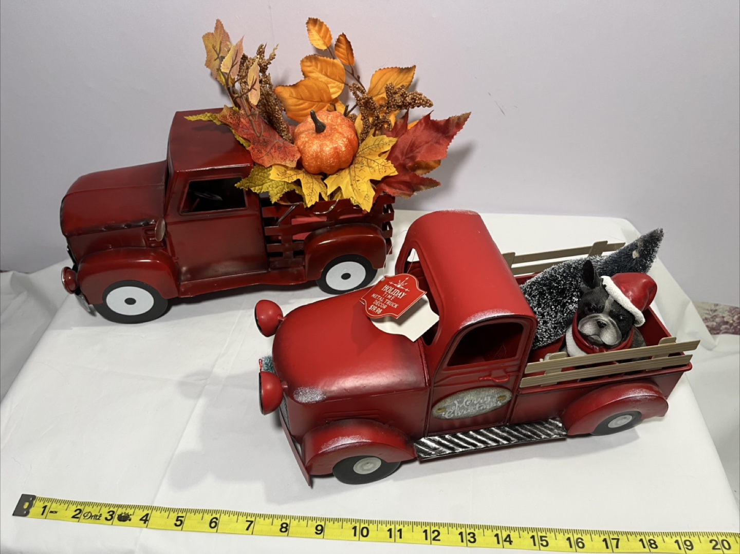 Red Metal Truck Decor - Set of 2