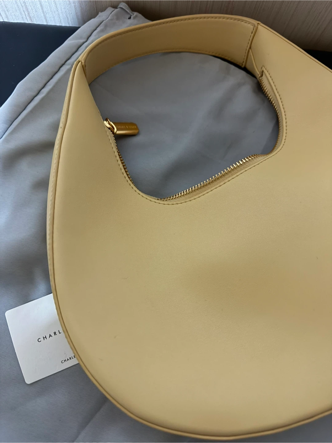 Charles & Keith Butter Yellow Crescent Hobo Bag - Size S - photo 5