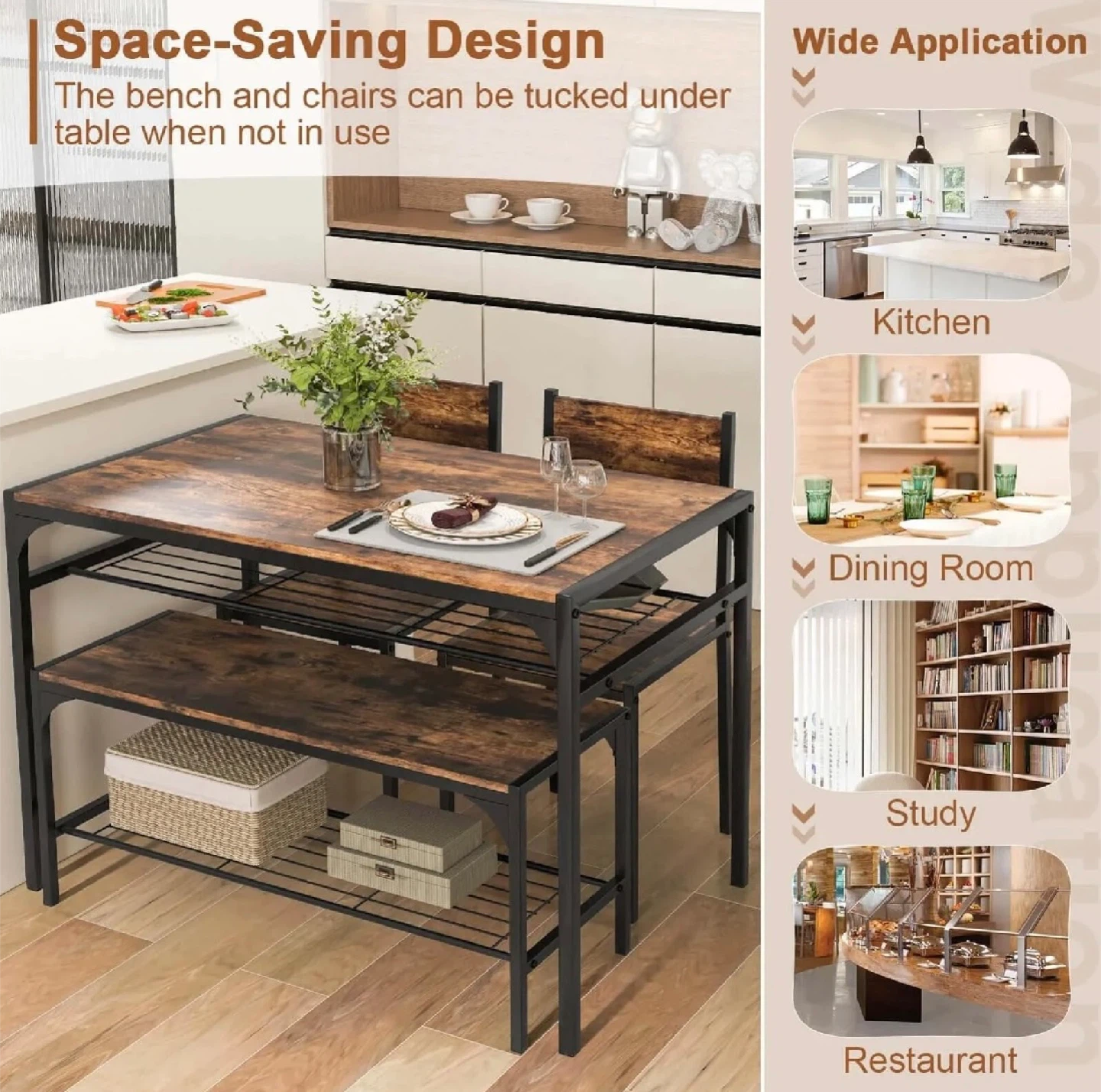 Brand New in Box 4-Piece Dining Set, Rustic Brown - photo 3