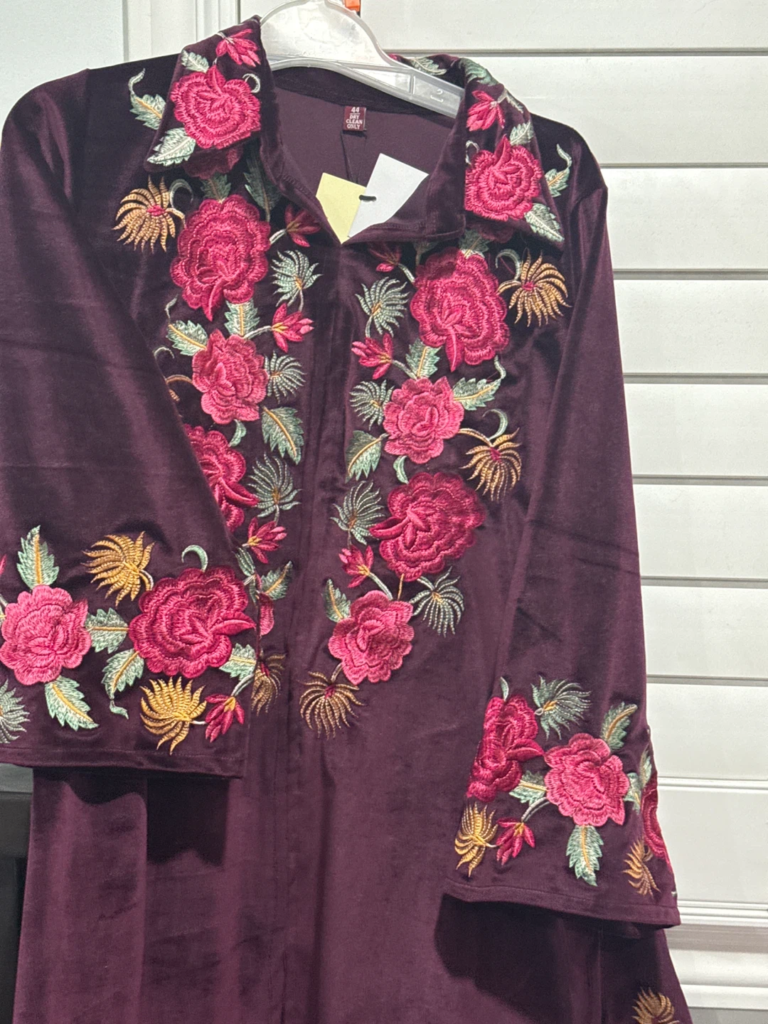 Floral Embroidered Velvet Dress