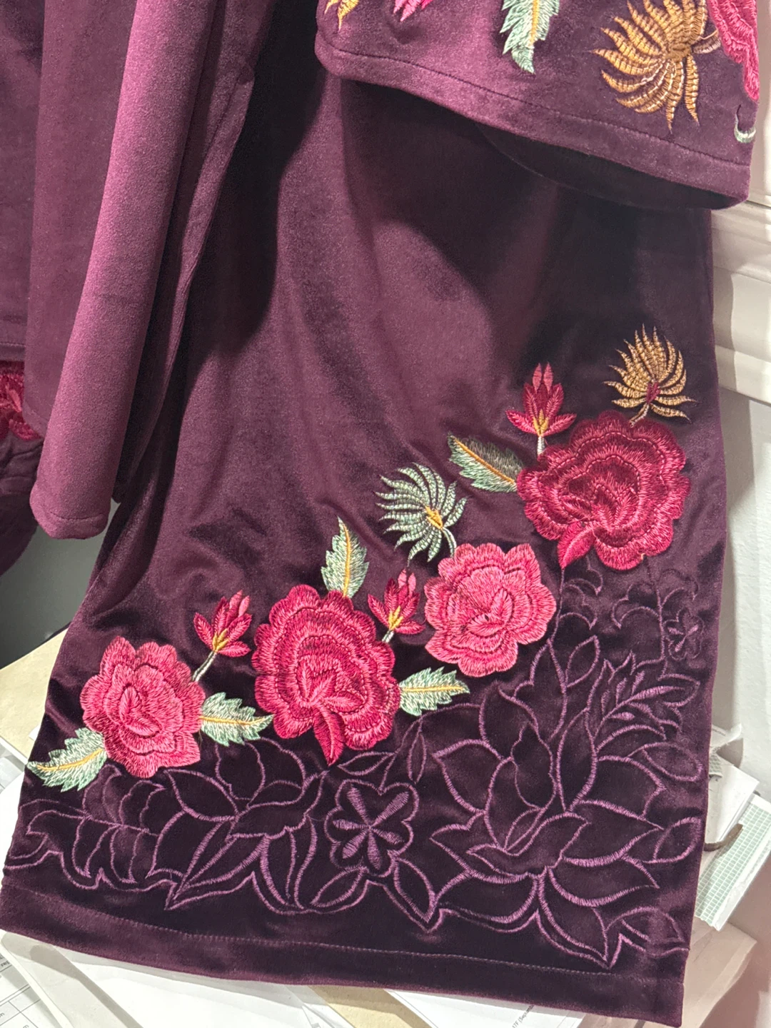 Floral Embroidered Velvet Dress - photo 2