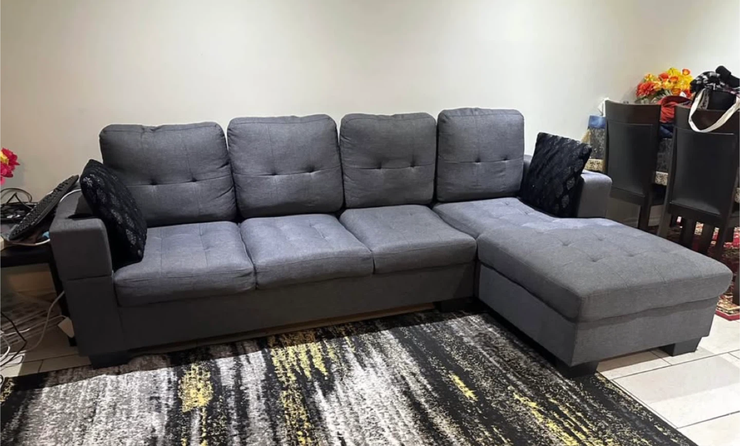Grey Sectional Sofa with Chaise - photo 3