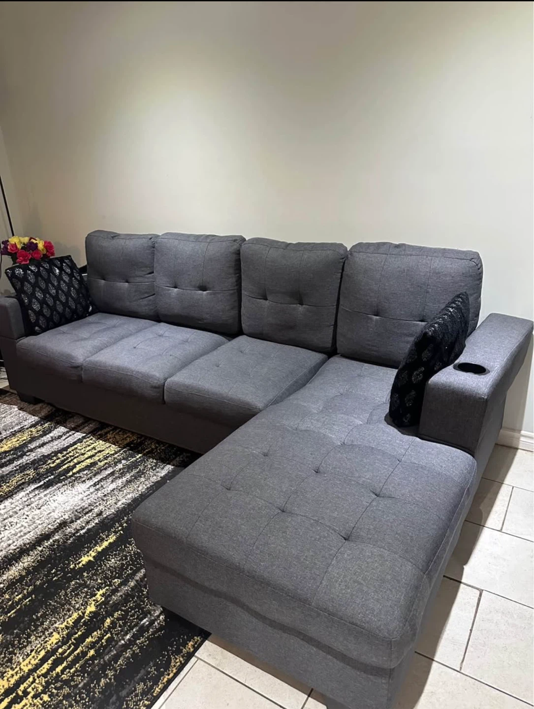 Grey Sectional Sofa with Chaise