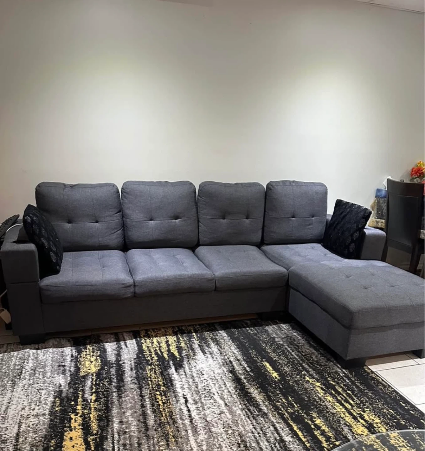 Grey Sectional Sofa with Chaise - photo 2