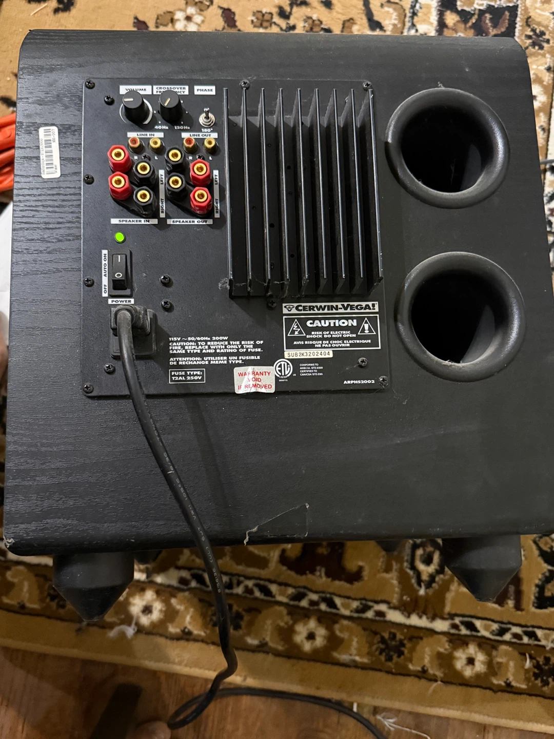 CERWIN VEGA ARPHU 2002 200 Watt Vintage Subwoofer Amplifier - photo 2