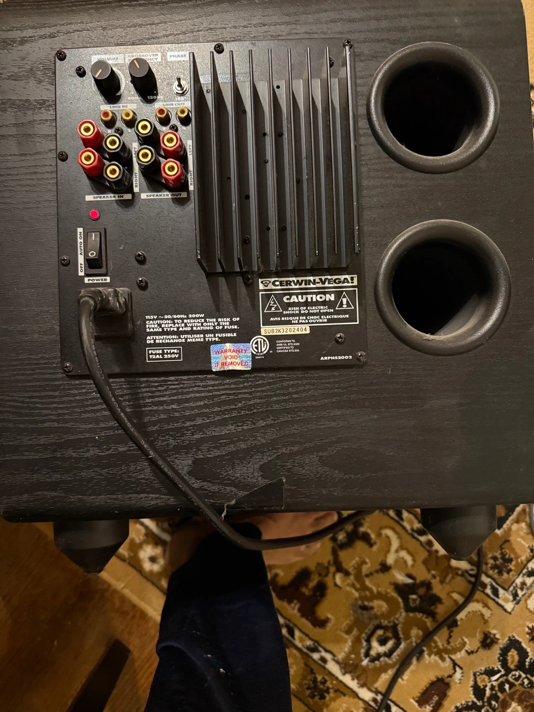 CERWIN VEGA ARPHU 2002 200 Watt Vintage Subwoofer Amplifier - photo 4