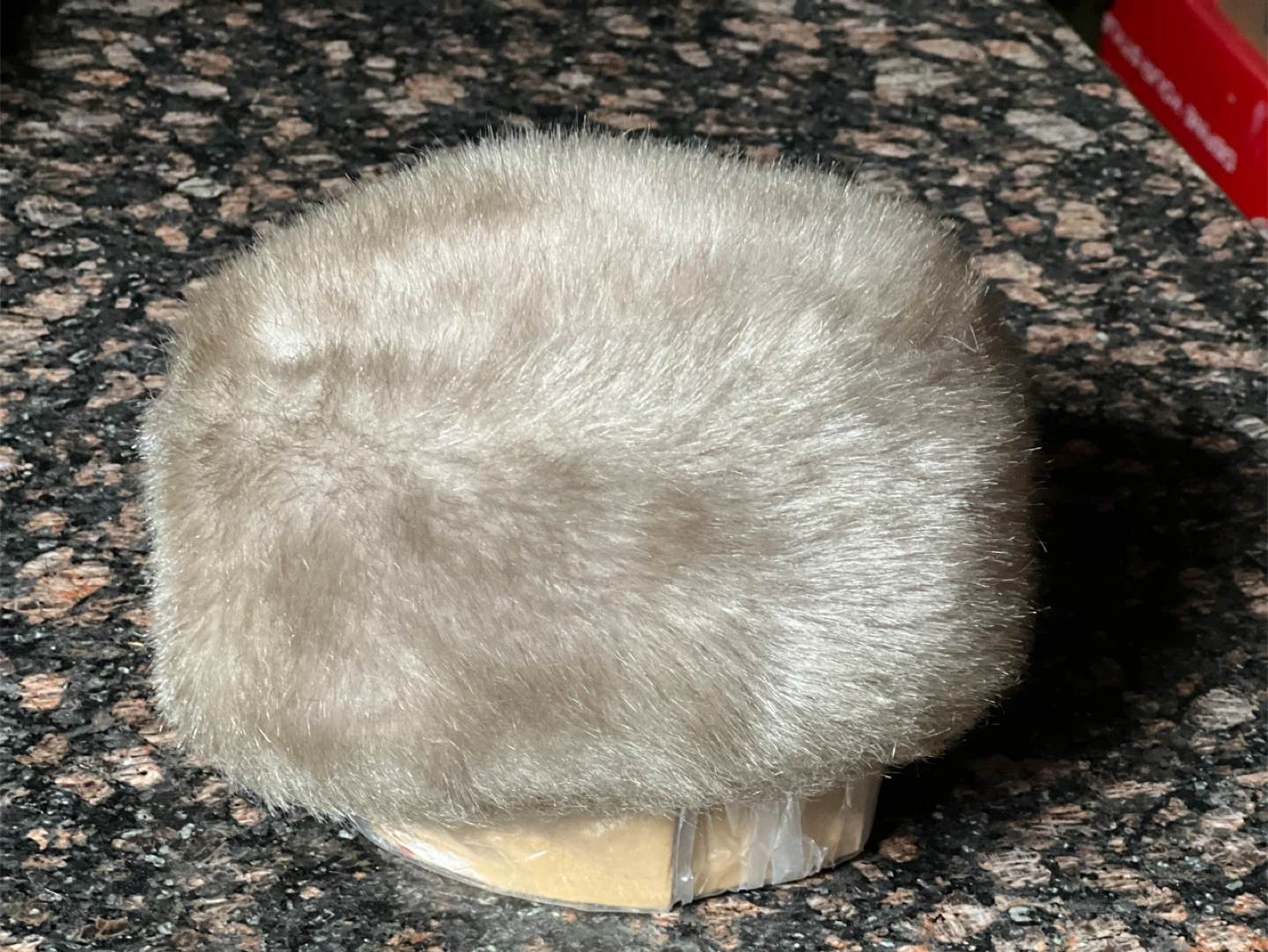 Faux Fur Pillbox Hat - Cream