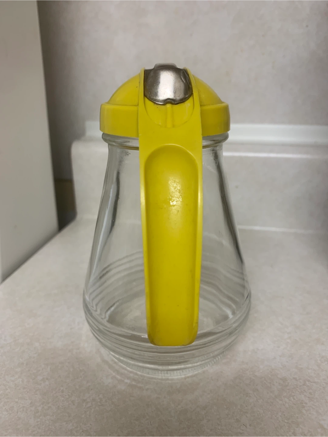 Vintage Yellow Glass Syrup Dispenser - photo 3