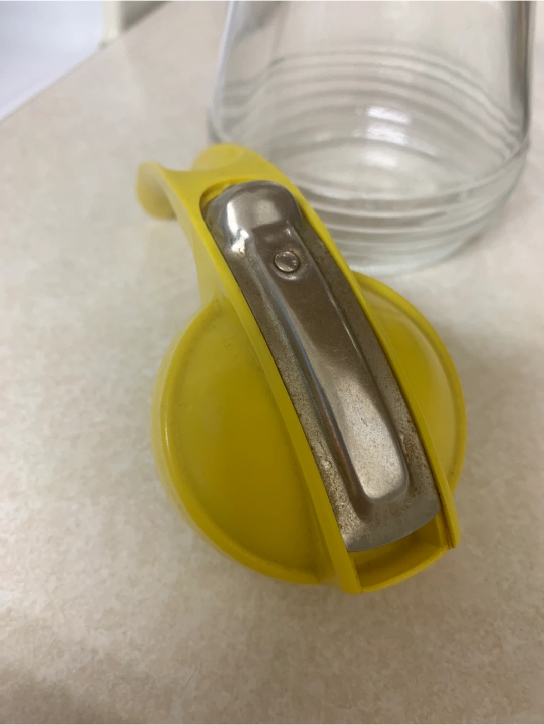 Vintage Yellow Glass Syrup Dispenser - photo 5