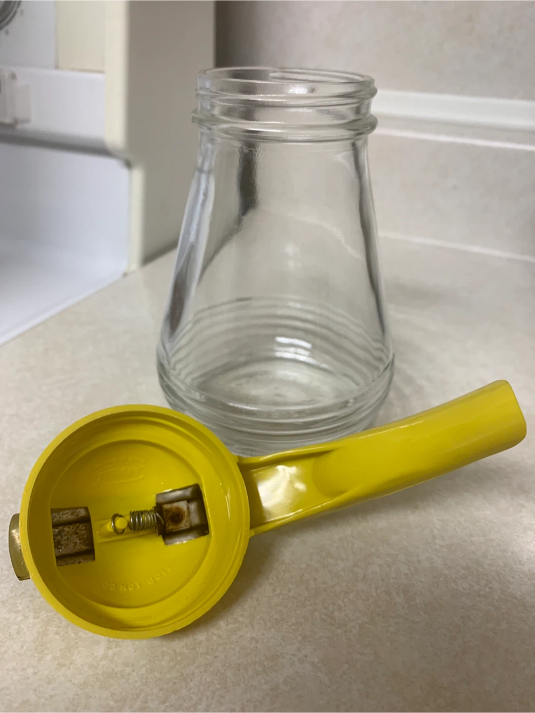 Vintage Yellow Glass Syrup Dispenser - photo 4