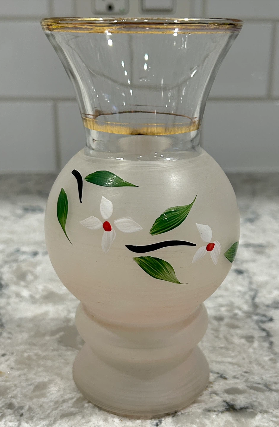 Small Floral Frosted Vase