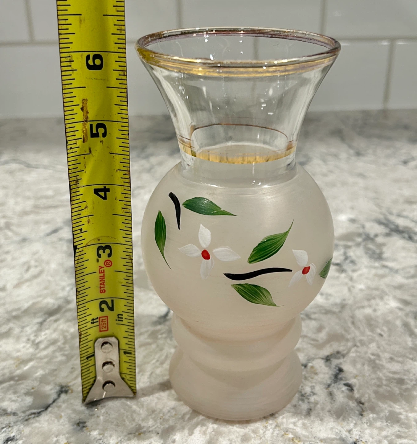 Small Floral Frosted Vase - photo 5