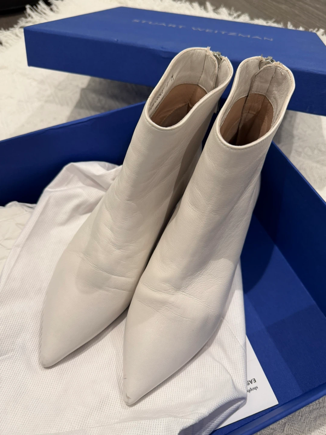 Stuart Weitzman White Leather Booties - Size 4 - photo 2
