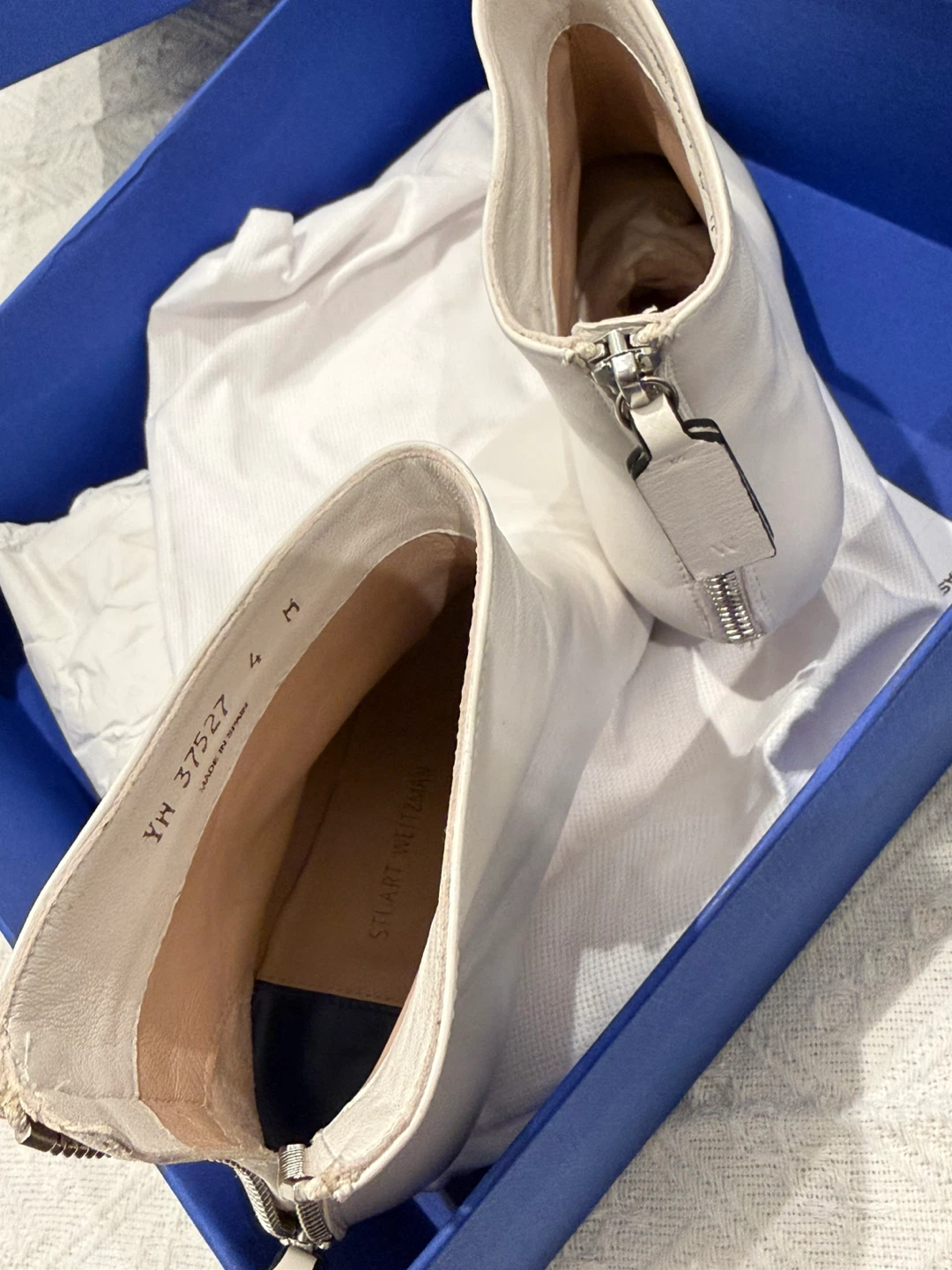 Stuart Weitzman White Leather Booties - Size 4 - photo 4