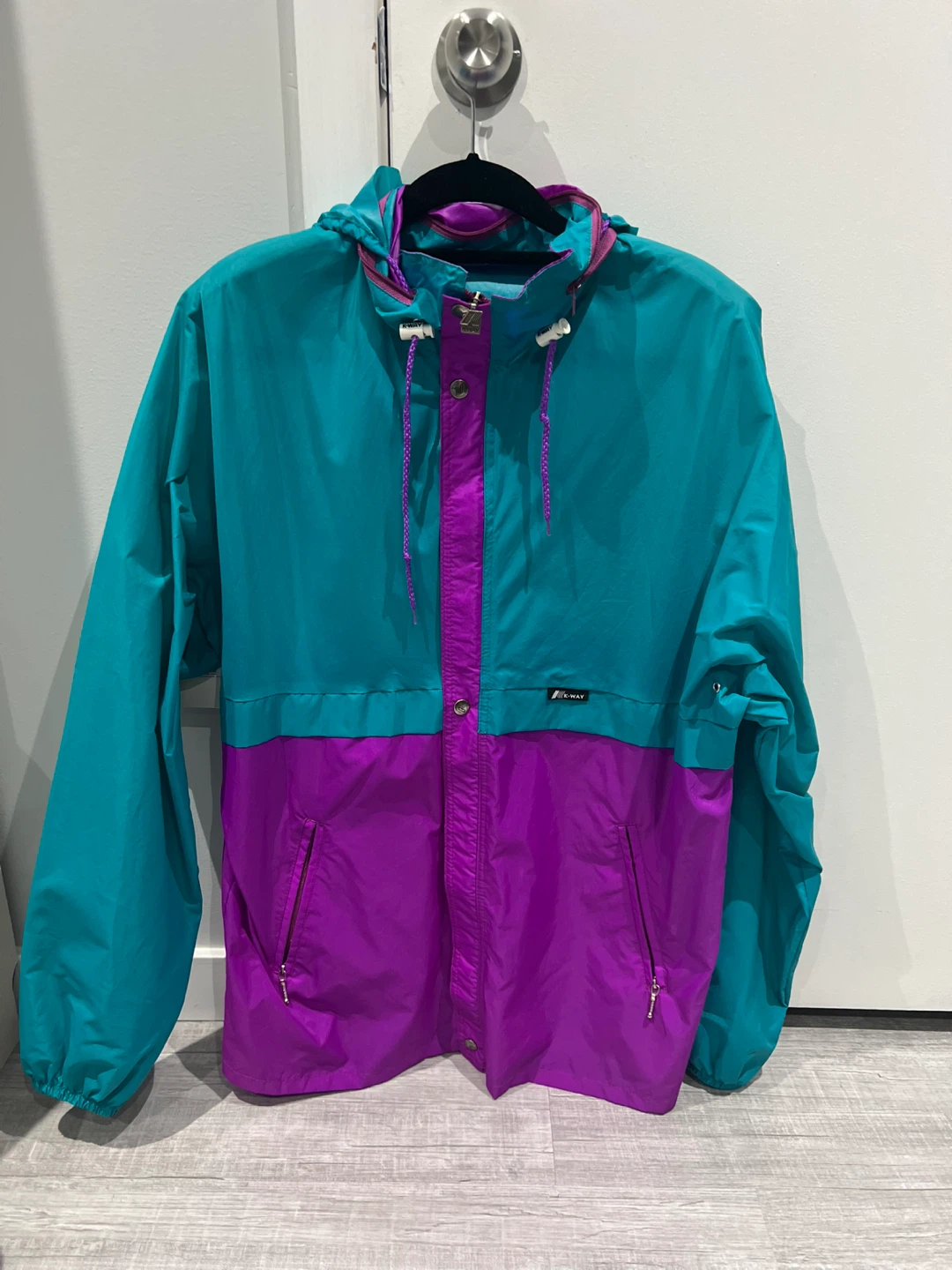 K-Way Rain Jacket - Teal & Purple