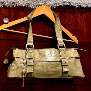 Vintage Worthington Crocodile-Embossed Green Handbag