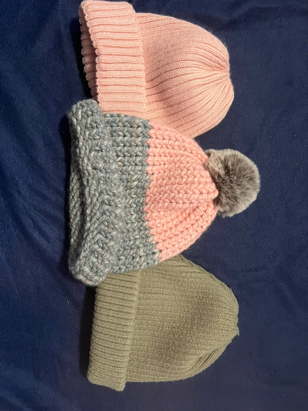 Assorted Knit Beanies - Pink, Grey