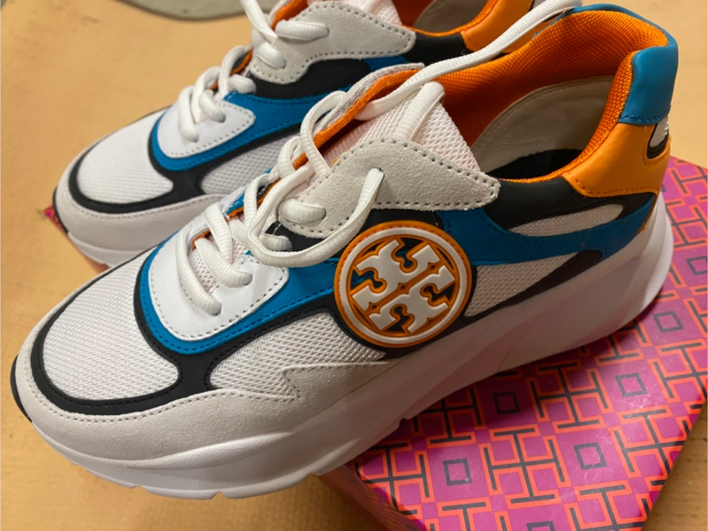 Tory Burch Sawyer Trainer, Size 6.5, Neon Orange