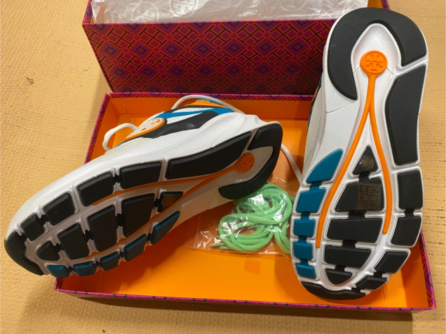 Tory Burch Sawyer Trainer, Size 6.5, Neon Orange - photo 2