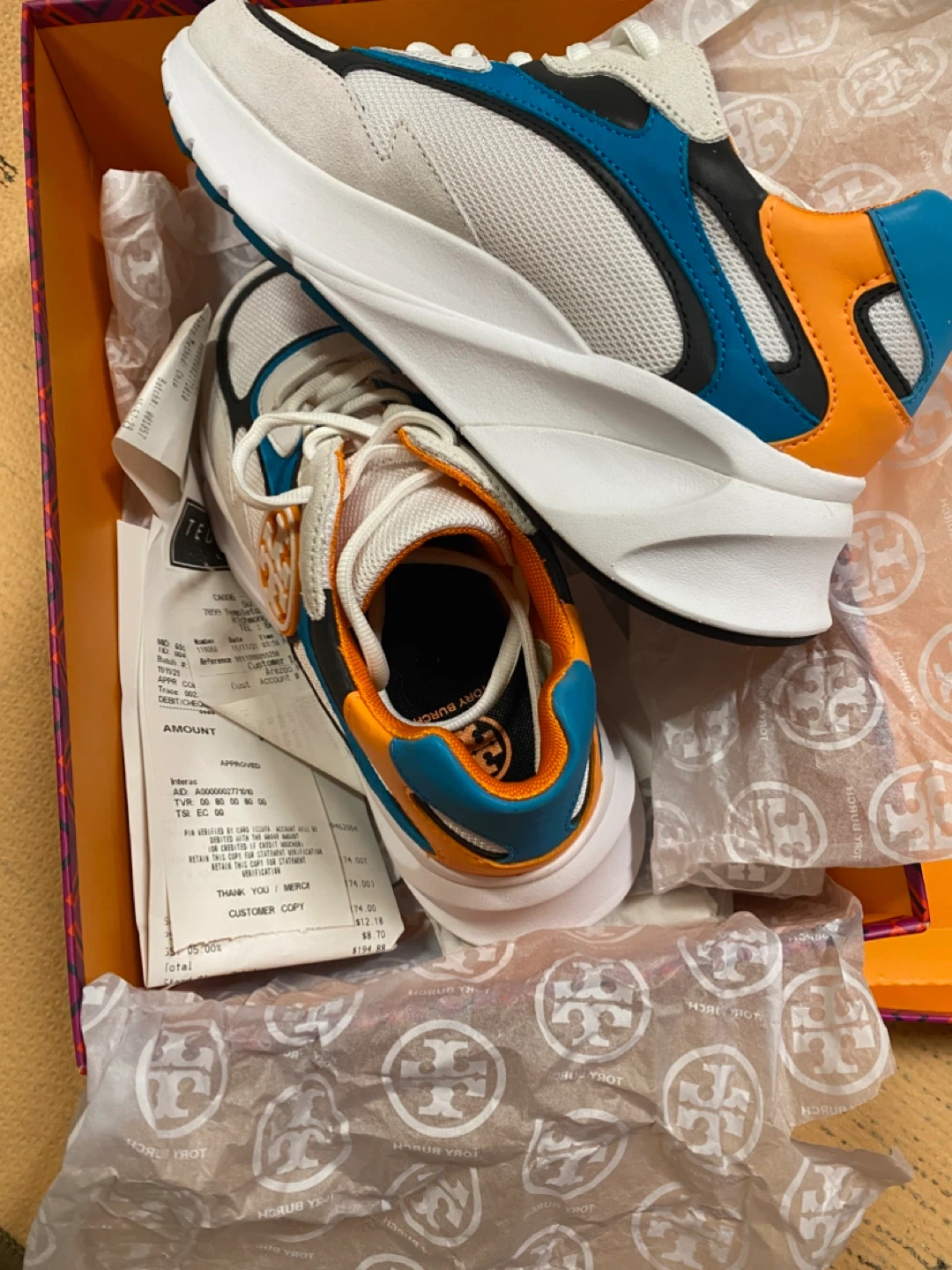 Tory Burch Sawyer Trainer, Size 6.5, Neon Orange - photo 3