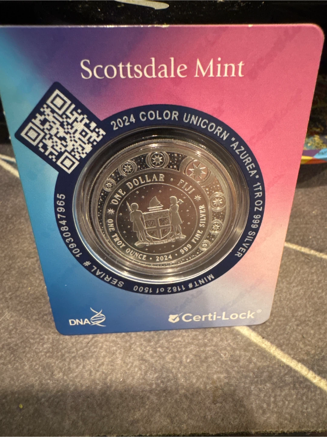 1500 mint Scottsdale 2024 Color Unicorn Azurea Coin - photo 2