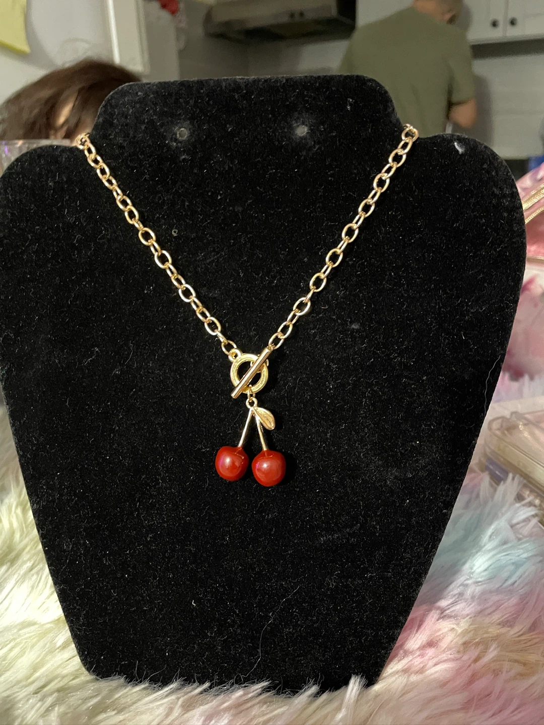 Gold-Tone Cherry Pendant Necklace