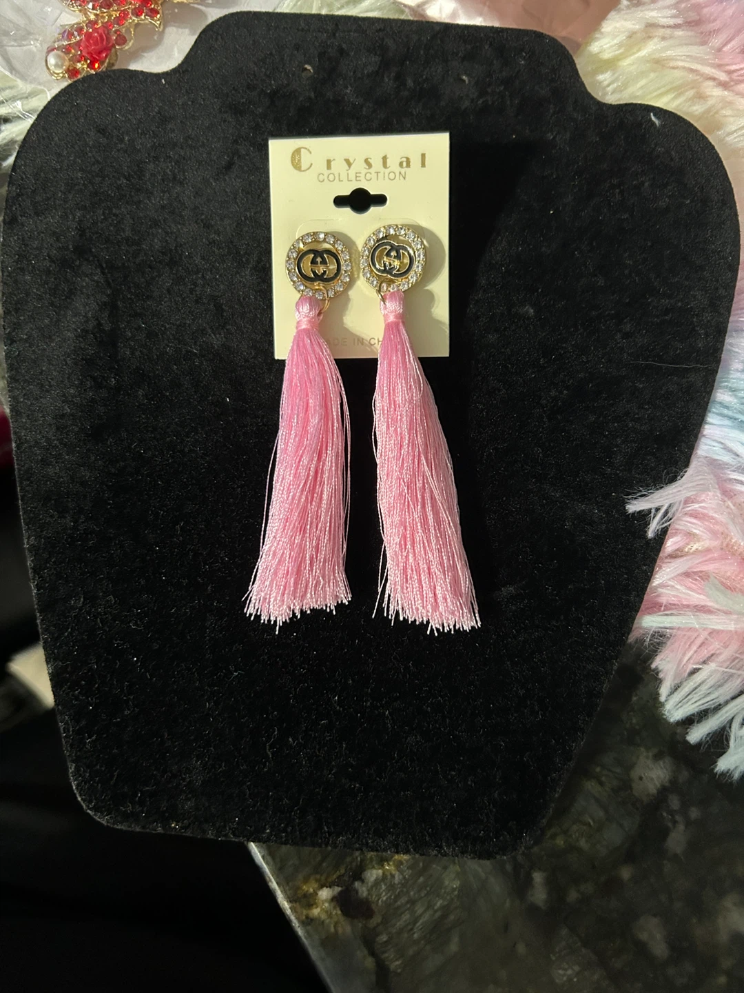 Crystal Collection Pink Tassel Earrings - photo 3