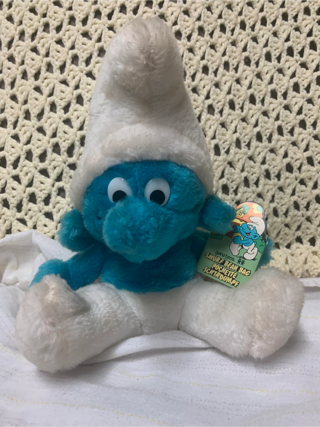 1979 Ganz Bros Smurf Bean Bag Plush Toy