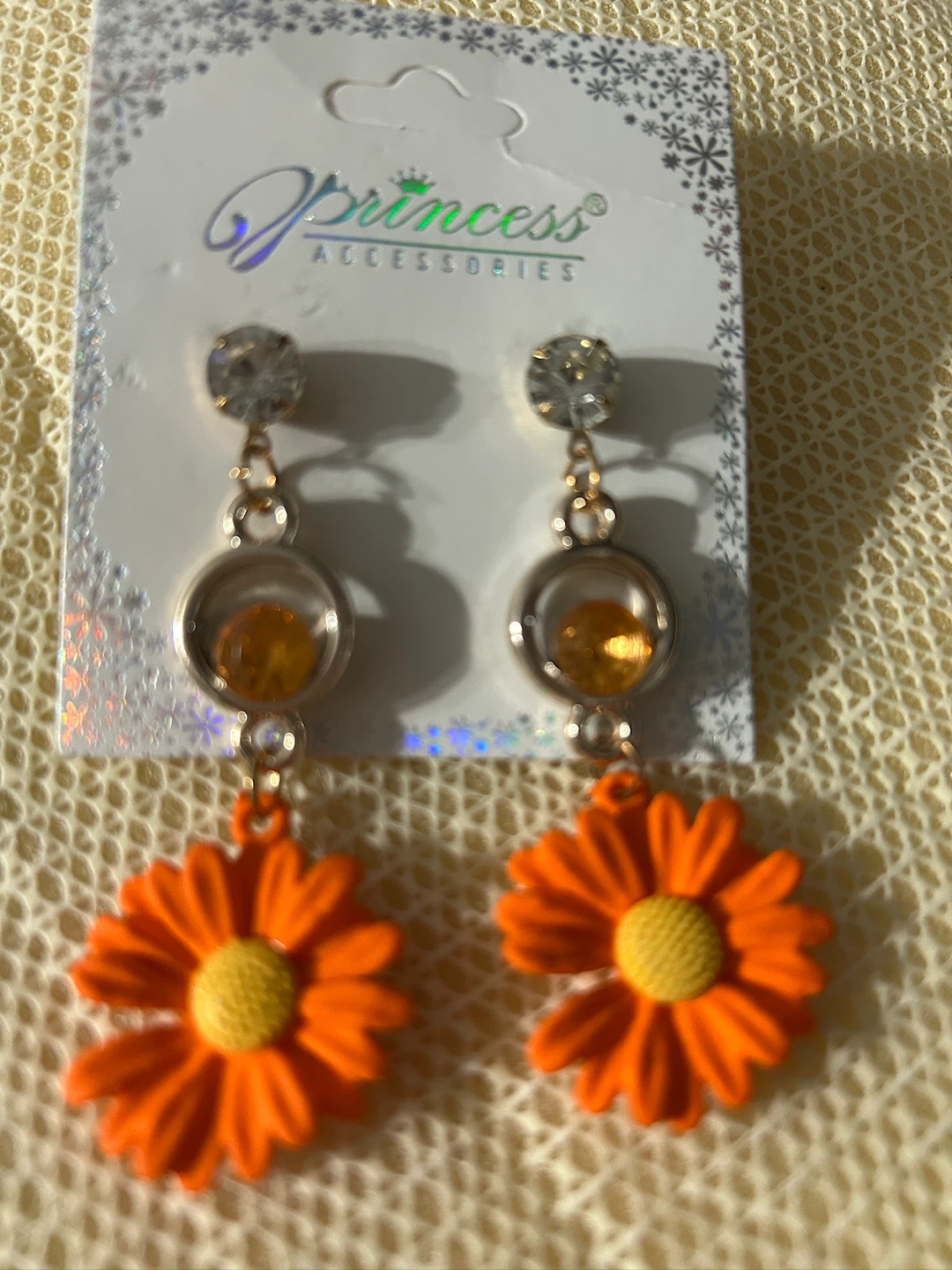 Princess Accessories Flower Earrings - Orange