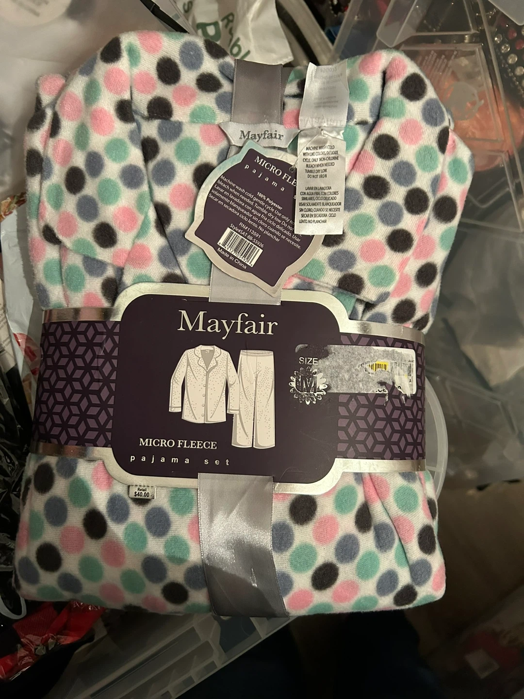 Mayfair Micro Fleece Pajama Set - Size M