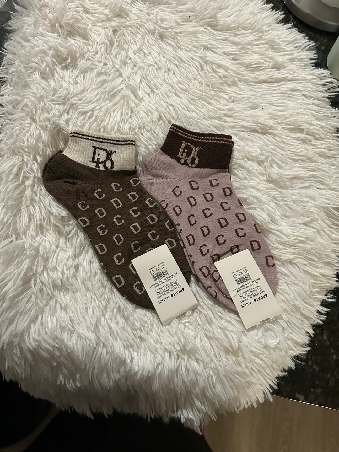 New Sports Socks - Brown & Lilac