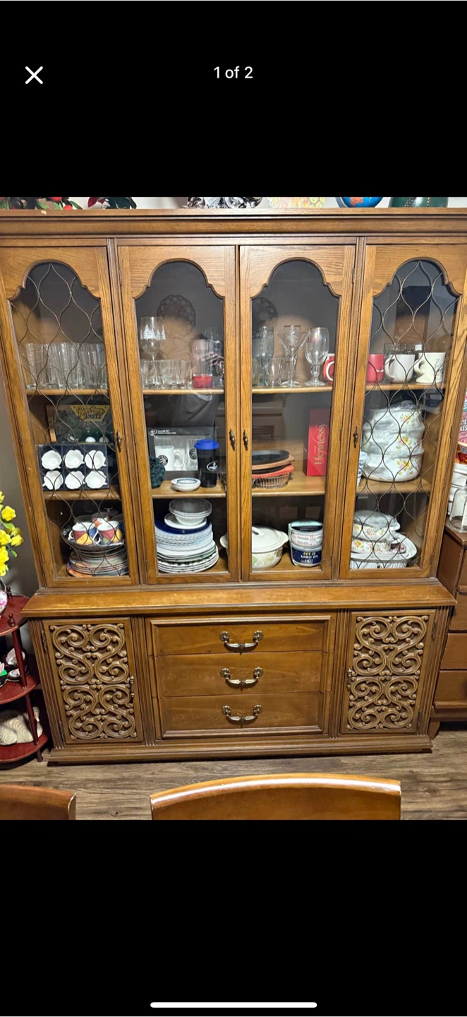 Vintage Wooden China Cabinet