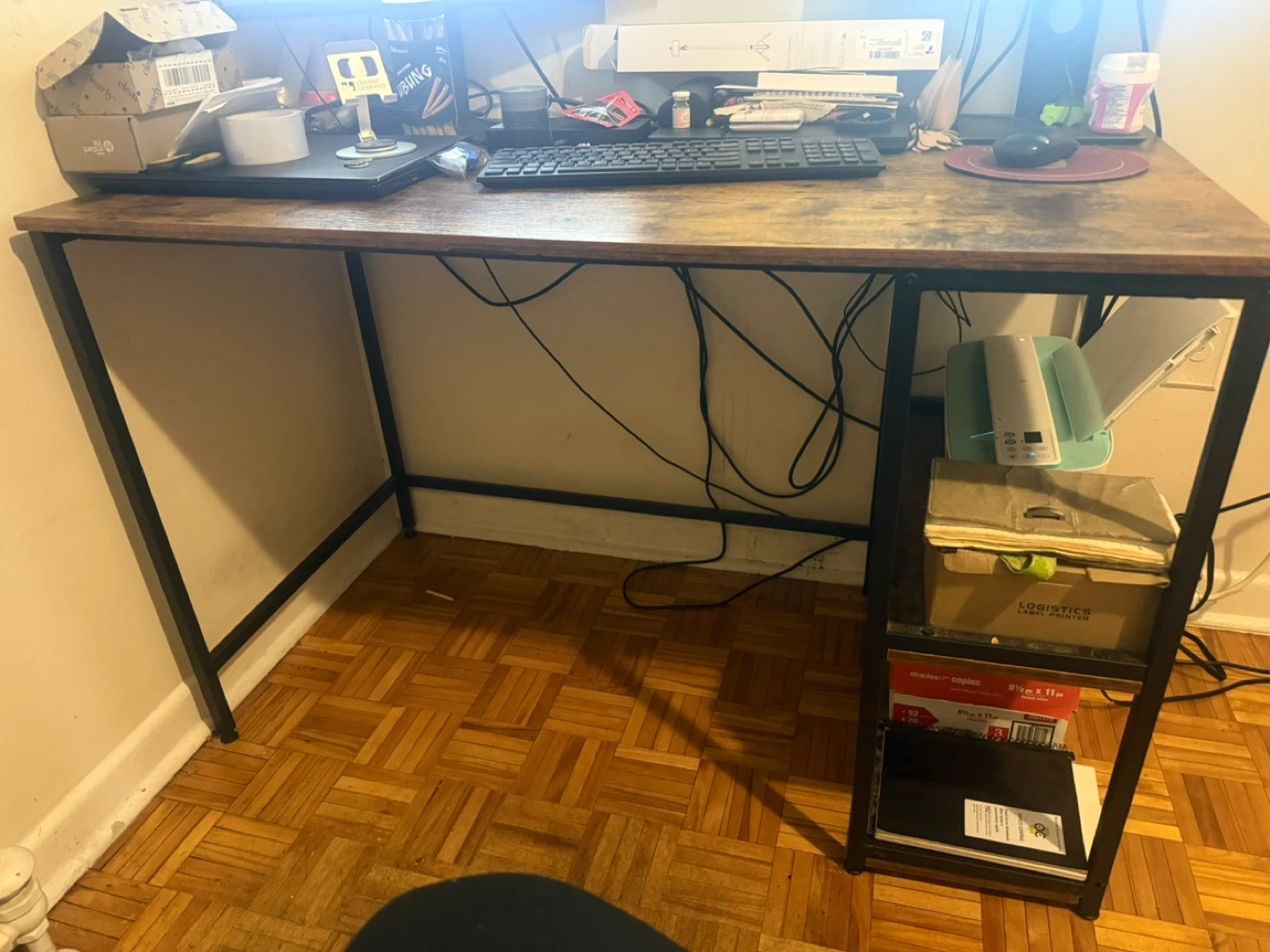 Rustic Brown Desk with Shelves