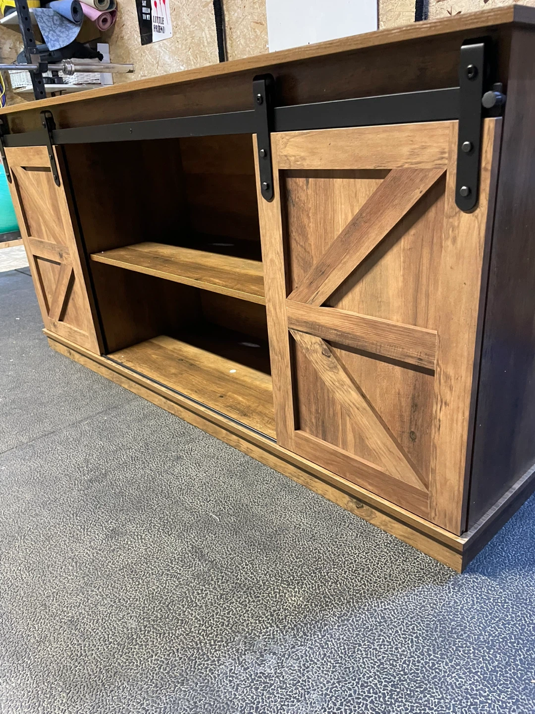Wood TV Stand Media Console with Barn Doors - photo 3