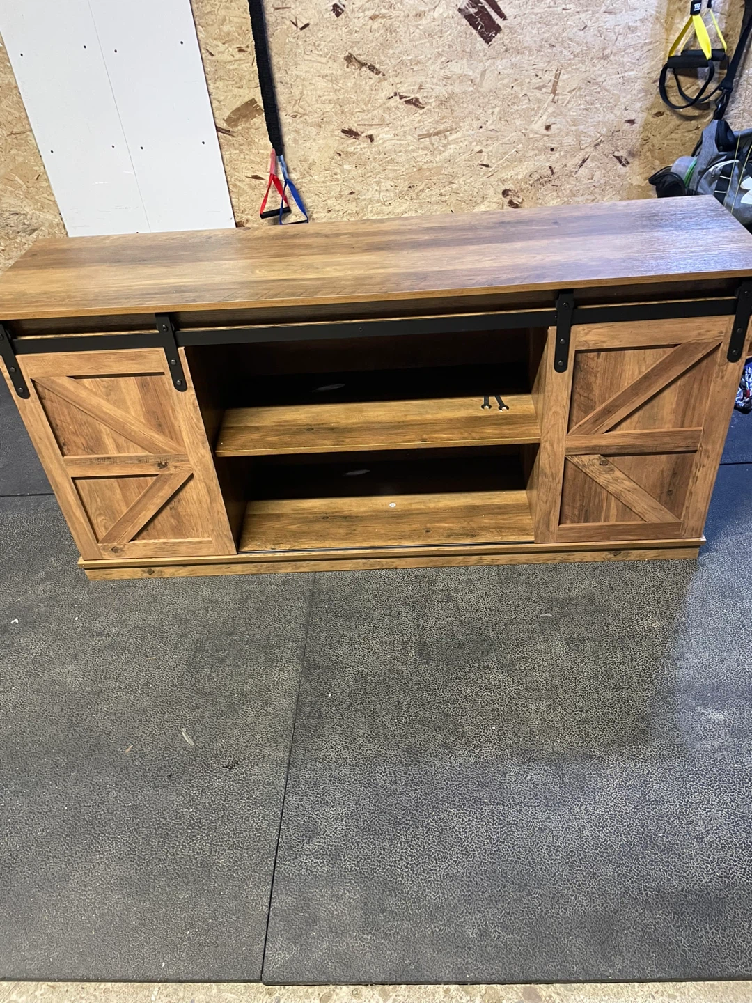 Wood TV Stand Media Console with Barn Doors