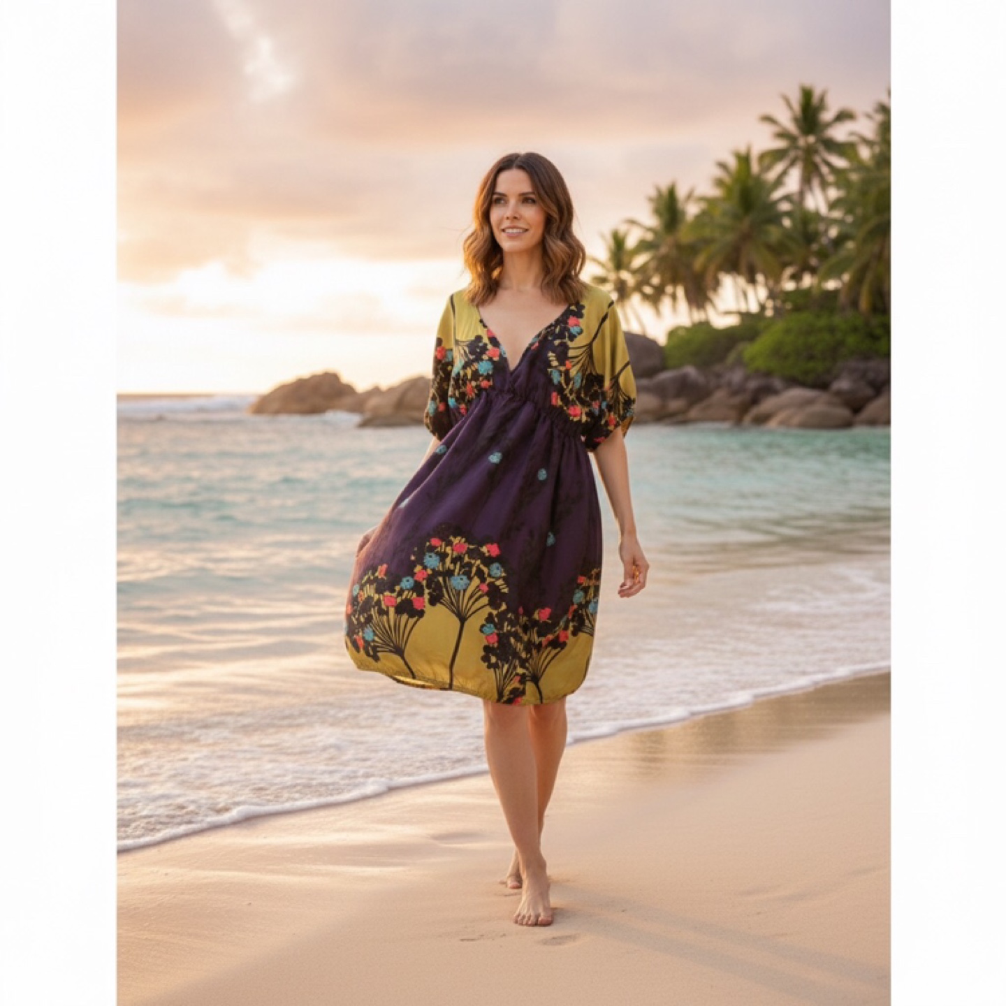 Kenar Silk Kaftan Dress