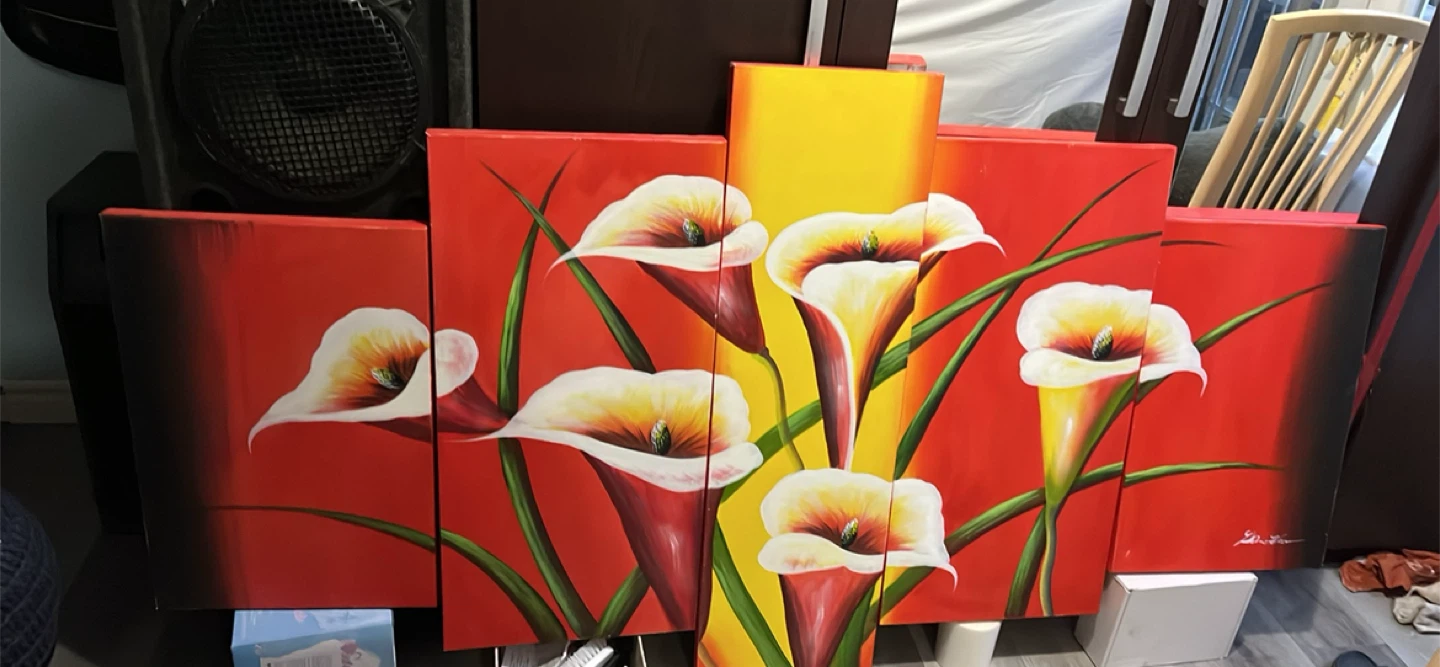 5-Panel Floral Canvas Wall Art
