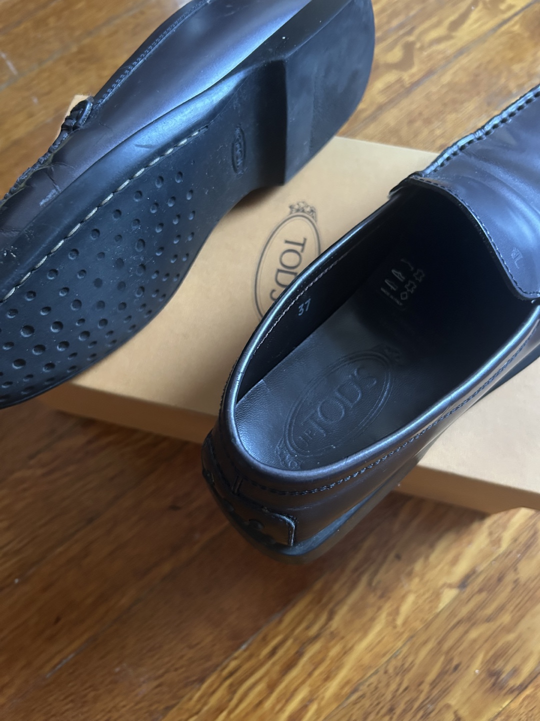 Tod's Black pewter Leather Loafers - Size 37 - photo 3
