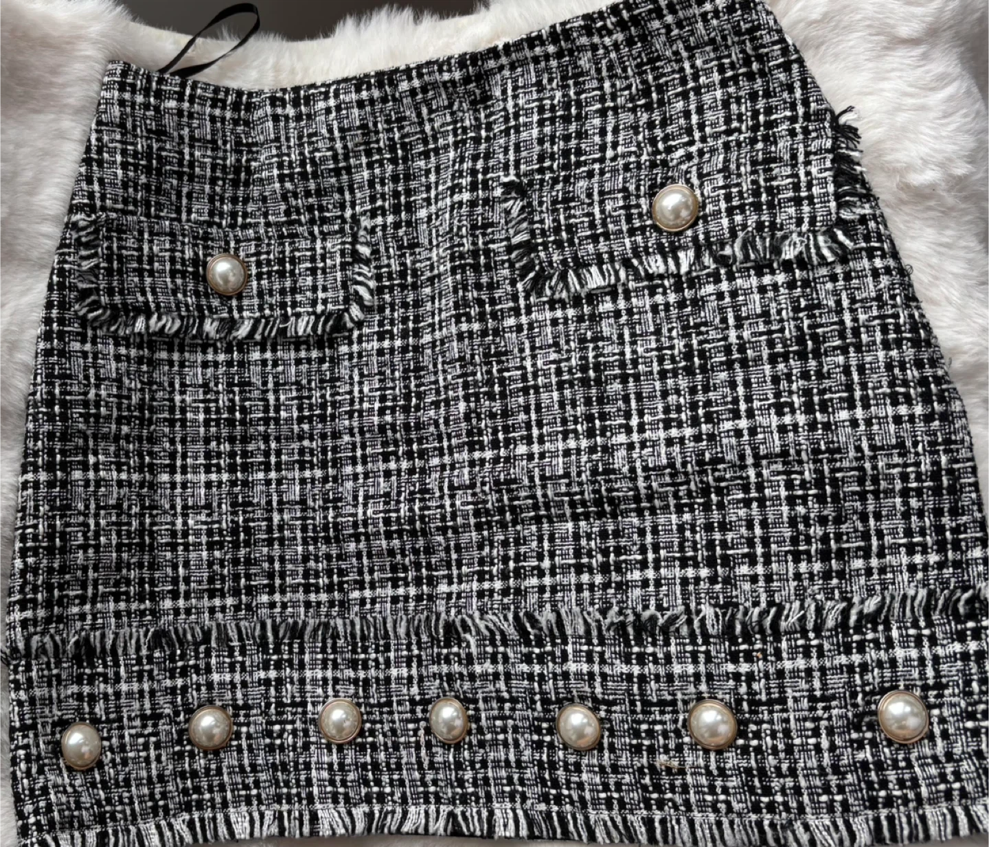 Tweed Mini Skirt - Black & White