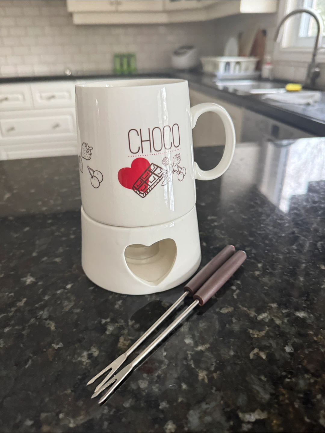 Chocolate Fondue Set - Mug, Warmer, Forks - photo 2