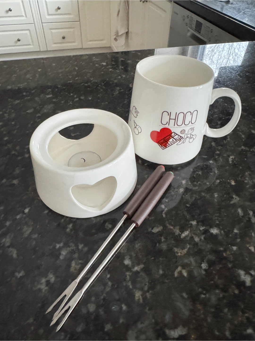 Chocolate Fondue Set - Mug, Warmer, Forks - photo 3