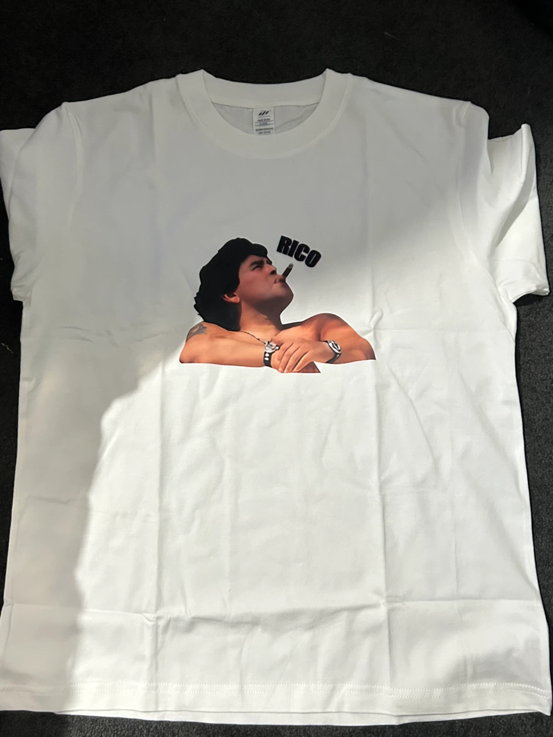 White T-shirt with Maradona Print