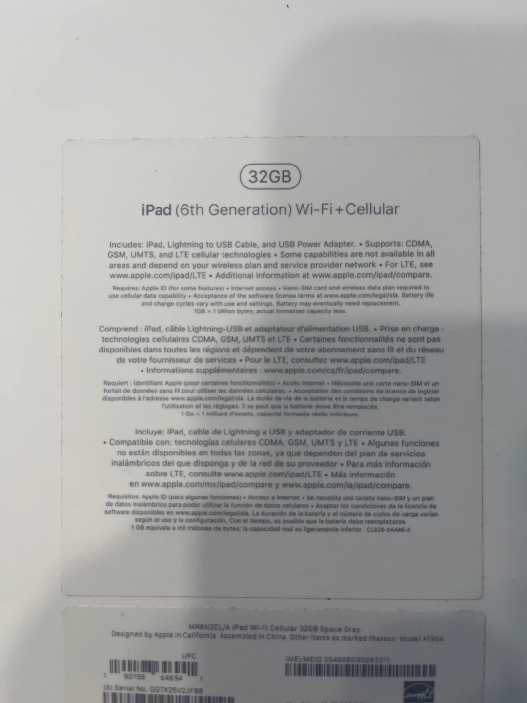 Apple iPad (6th Gen) 32GB - Wi-Fi + Cellular - photo 2