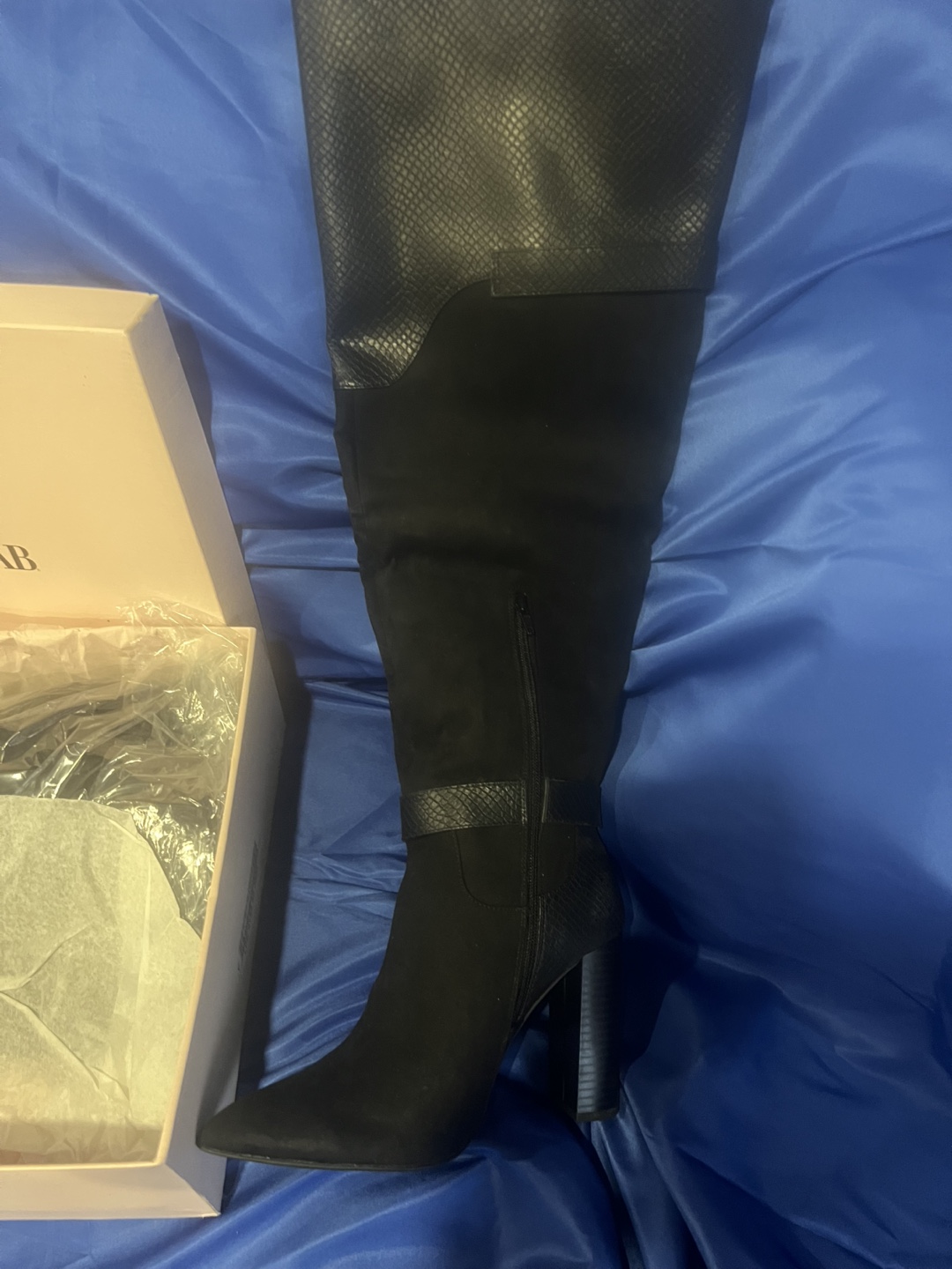 JUSTFAB Black Over-the-Knee Heeled Boots - photo 2