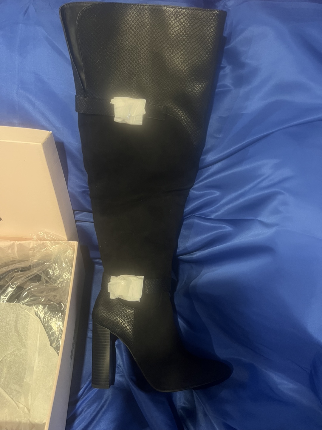 JUSTFAB Black Over-the-Knee Heeled Boots