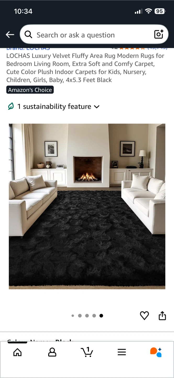 Black Fluffy Area Rug - photo 2