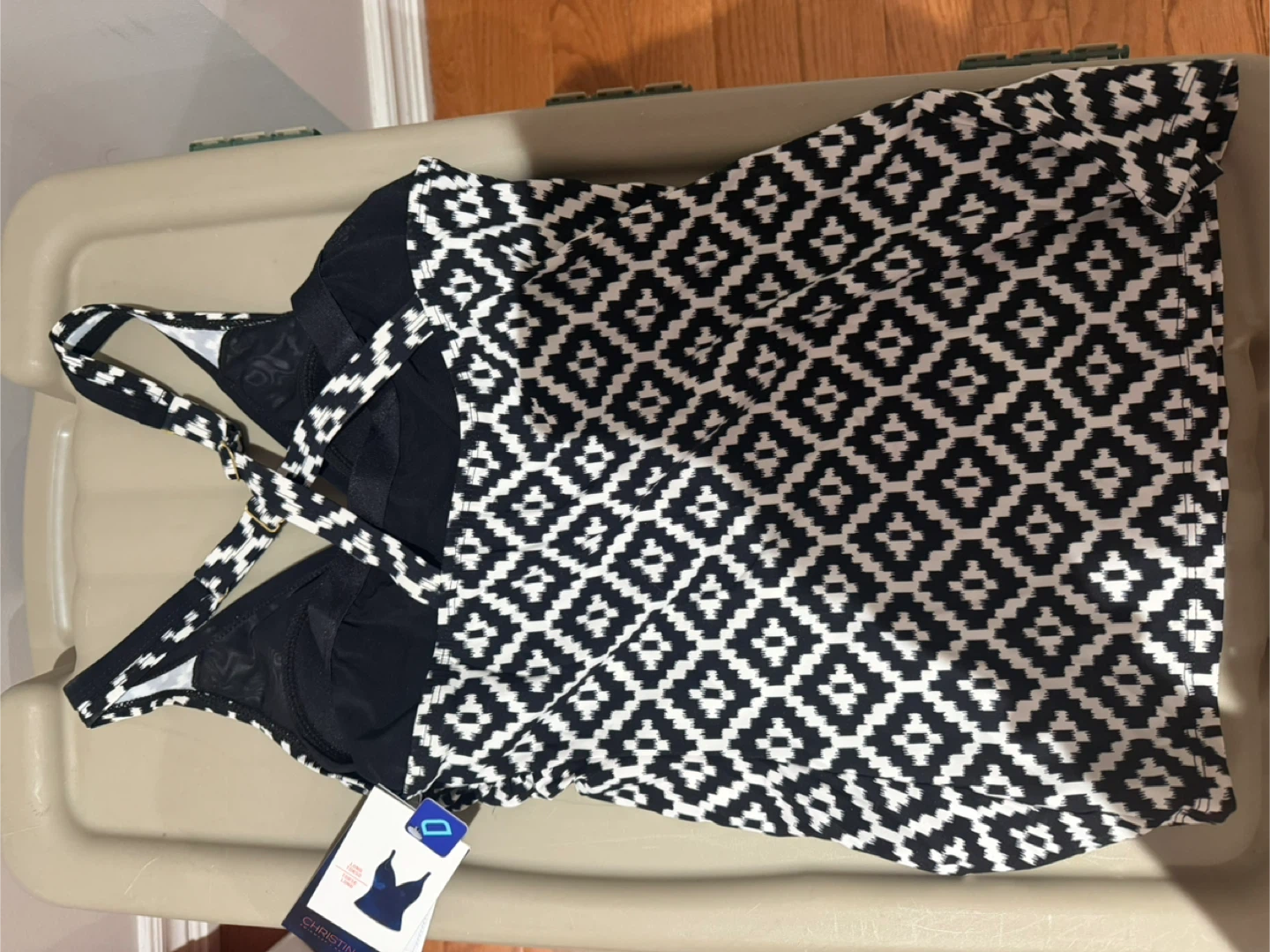 Christina Black/White Tankini Top - Size 10DL - photo 2