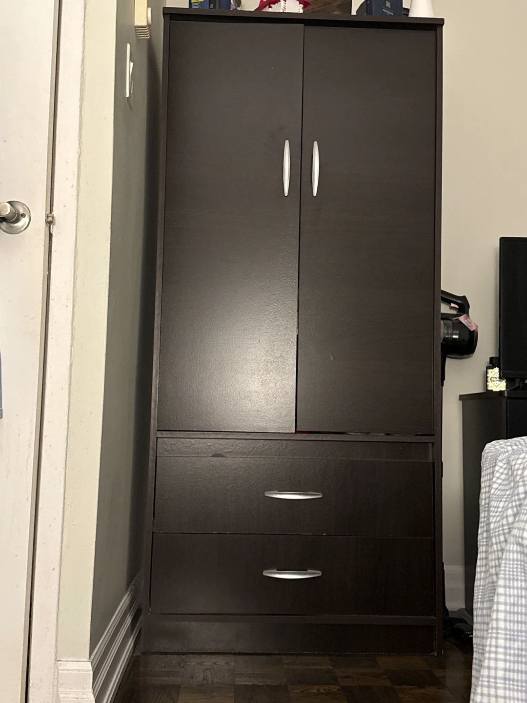 Dark Brown Wardrobe with Drawers