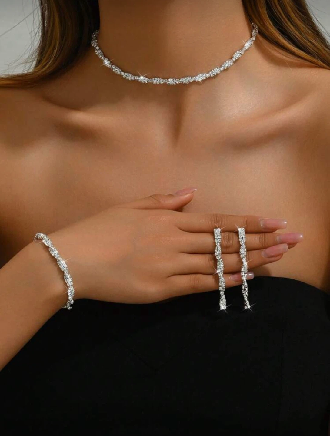 Sparkling Rhinestone Jewellery Set - New